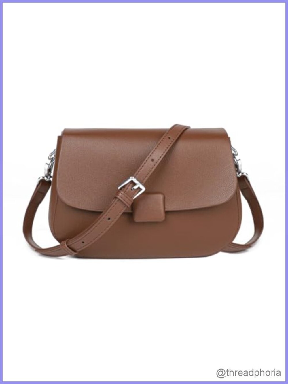 Genuine Leather Crossbody Shoulder Bag with Flap Magnetic Closure